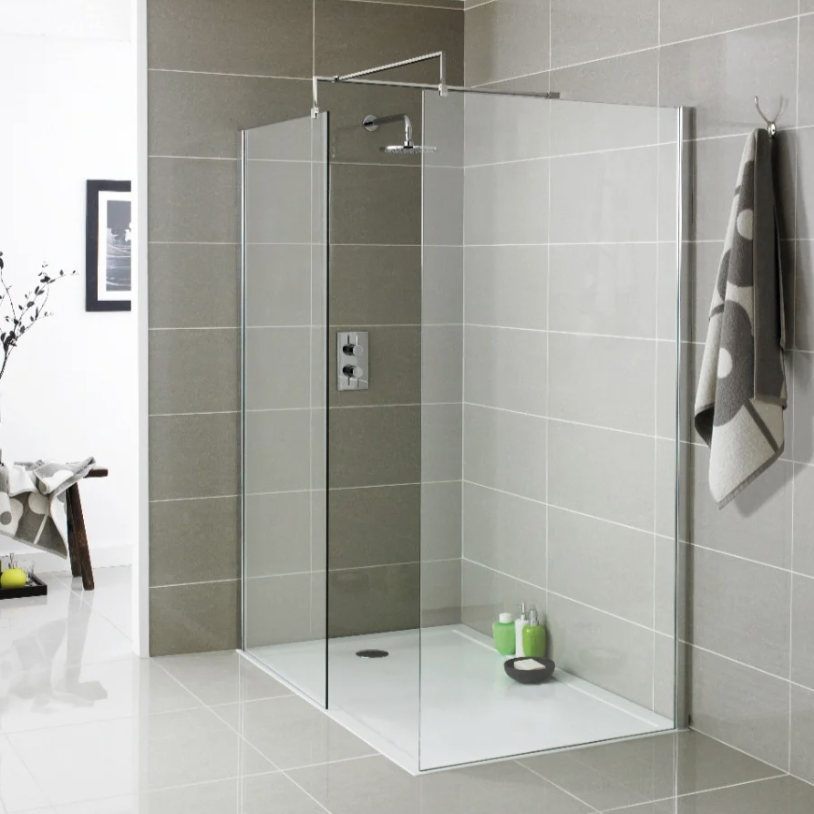 Wet Room Shower Screen 600mm - 8mm Chrome | Woodford Bathrooms