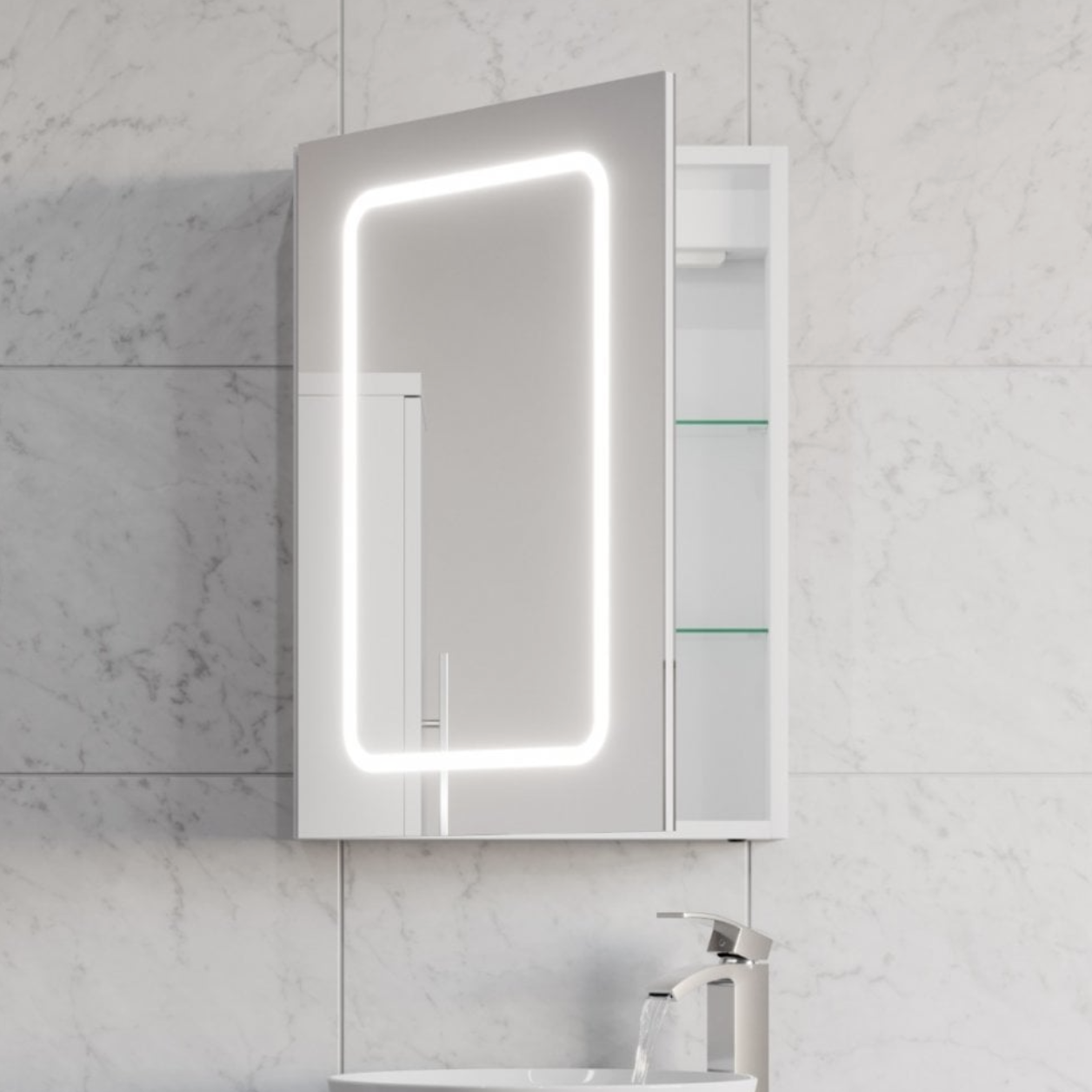 Kartell Fine 700Mm X 500Mm Led Mirror Cabinet | Woodford Bathrooms