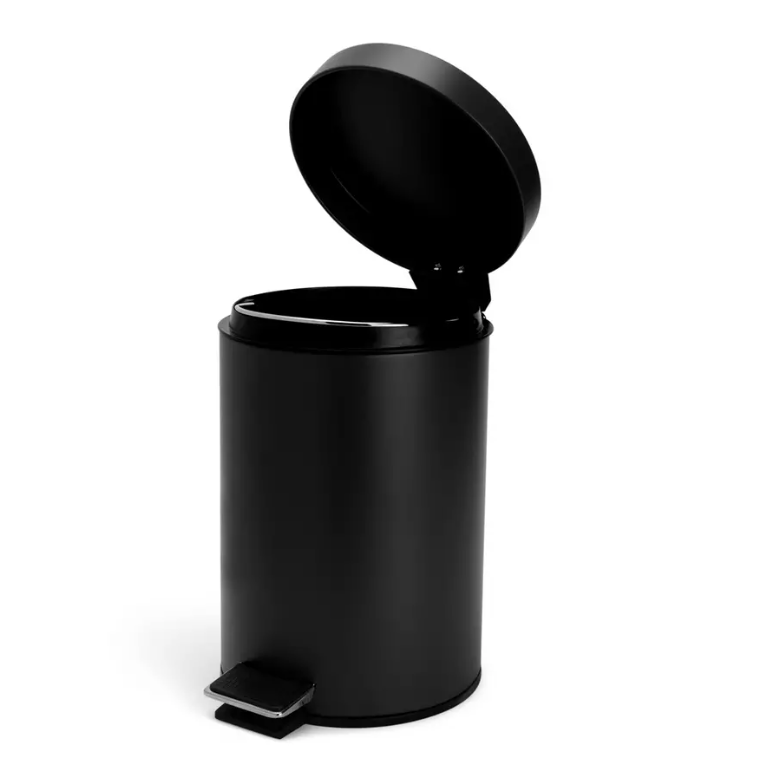 3 Litre Bathroom Pedal Bin - Black | Woodford Bathrooms