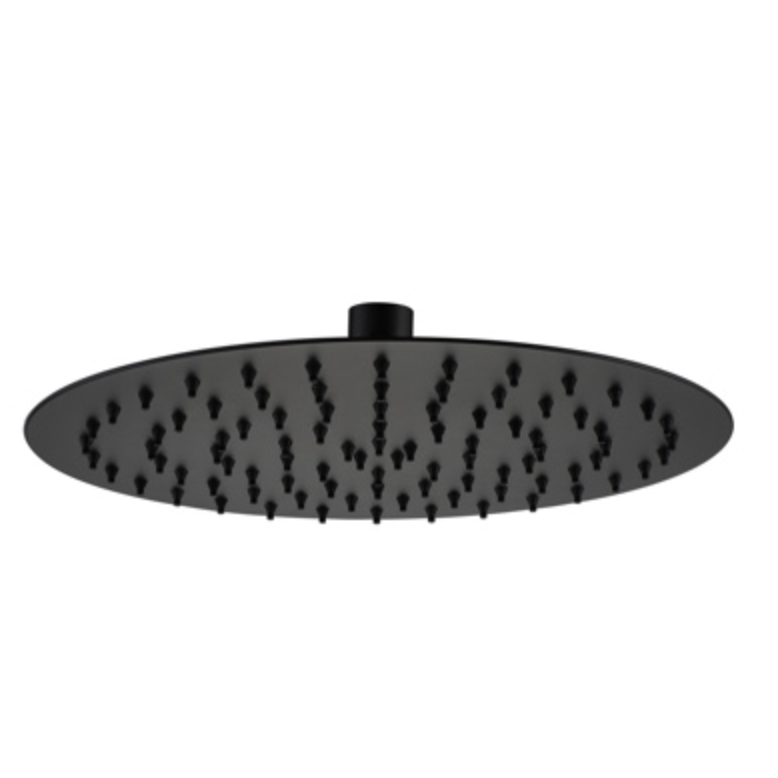 Bewl Round Slim Shower Head 250mm - Black | Woodford Bathrooms