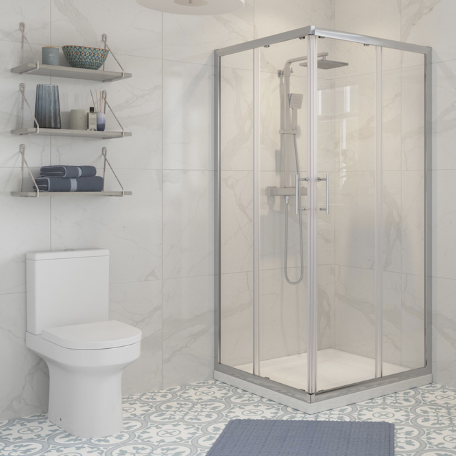 Classix Corner Entry Door - 760mm - Chrome | Woodford Bathrooms