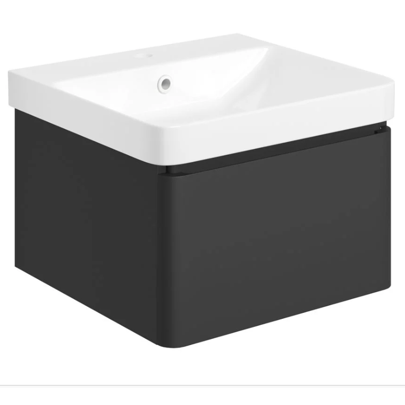 Cosmos 805mm Wall Hung 1 Unit & Basin - Matt Black | Woodford Bathrooms