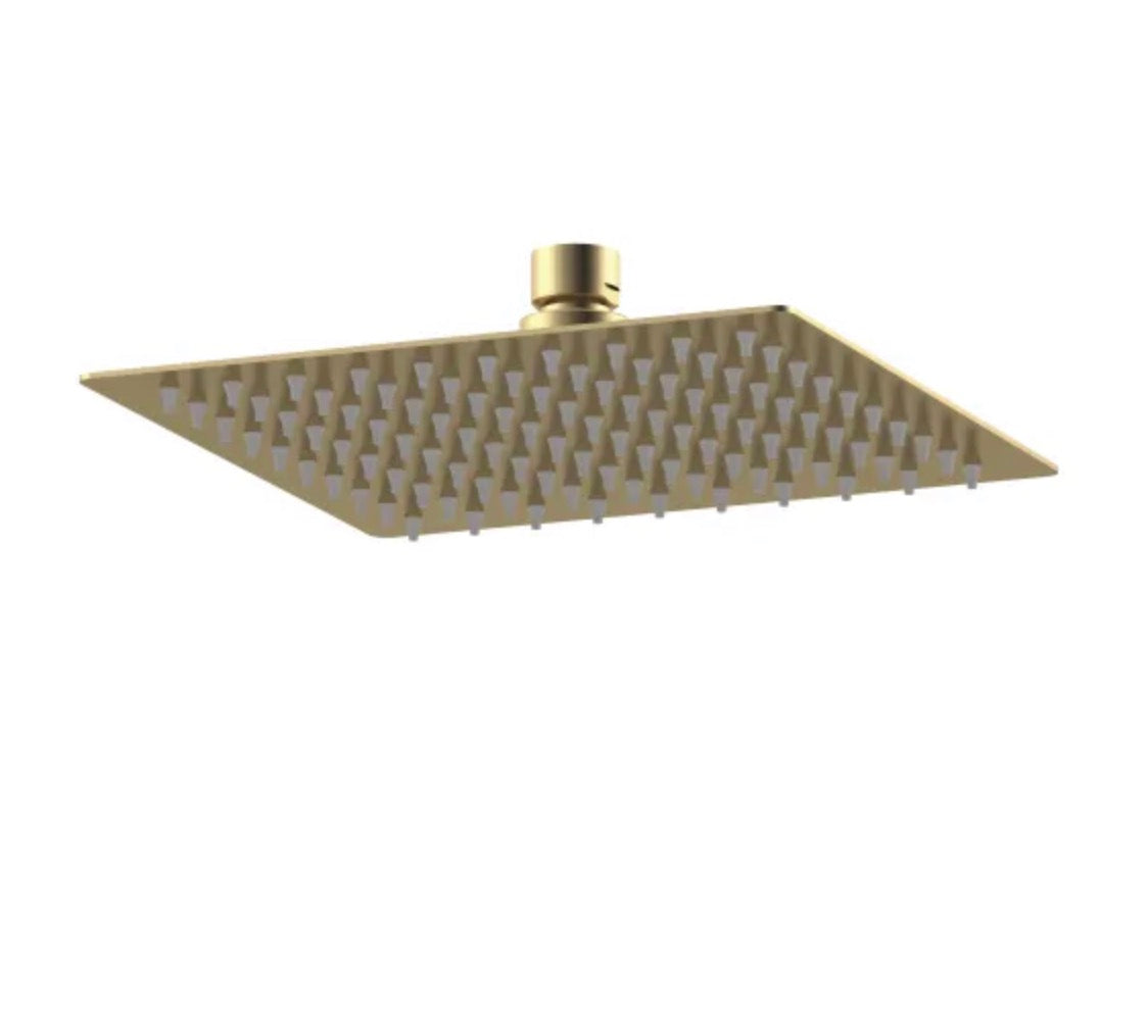 Brushed Brass Square Fixed Shower Head