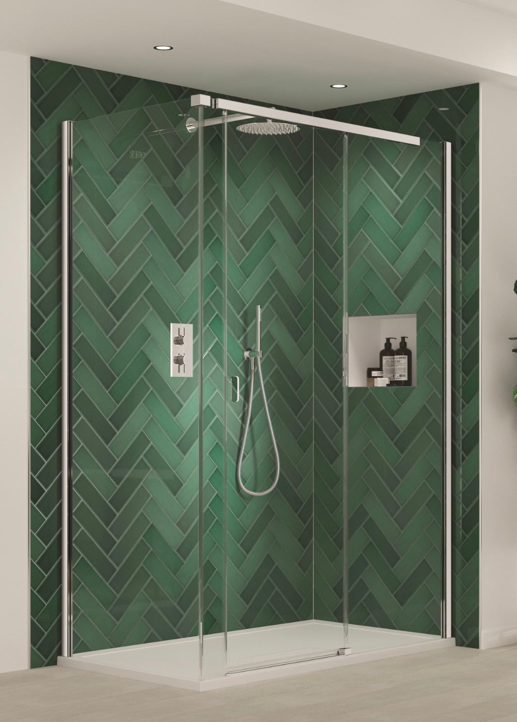 Kudos Pinnacle8 1300mm Level Access Collection Straight Slider - Right Hand - Chrome P8FS130R