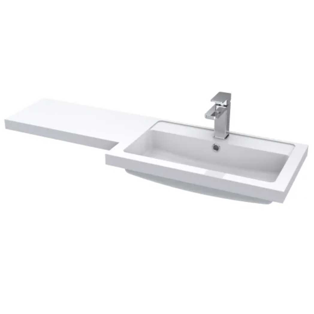Fusion Right Hand Square L-Shaped 1Tap Hole Basin 1.1M | Woodford Bathrooms