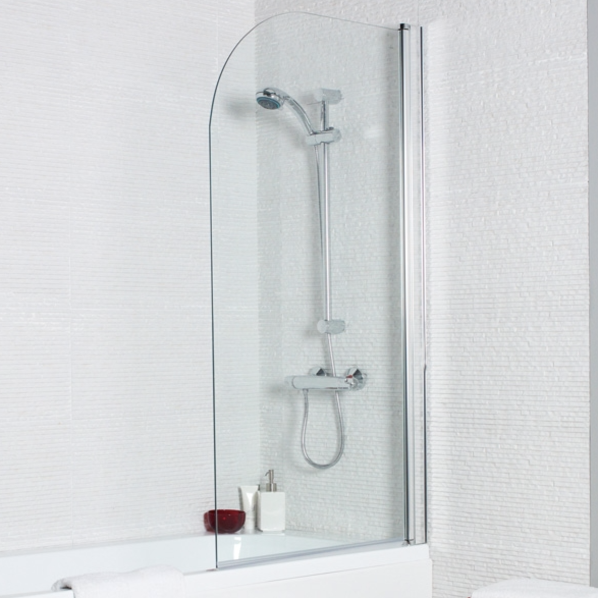 Kartell Koncept Straight Bath Screen Radius Edge 1400 X 780 | Woodford Bathrooms