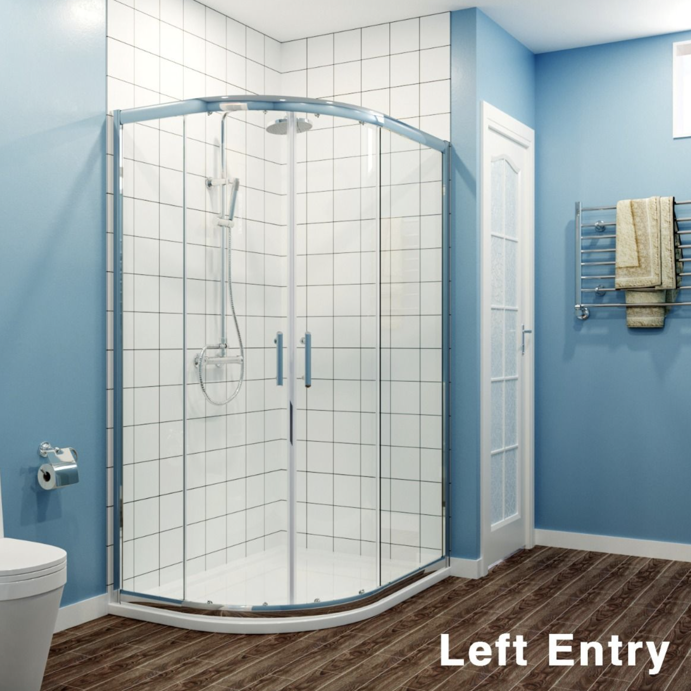 Chrome 2 Door Offset Quadrant Shower Enclosure -1200mm x 800 | Woodford Bathrooms