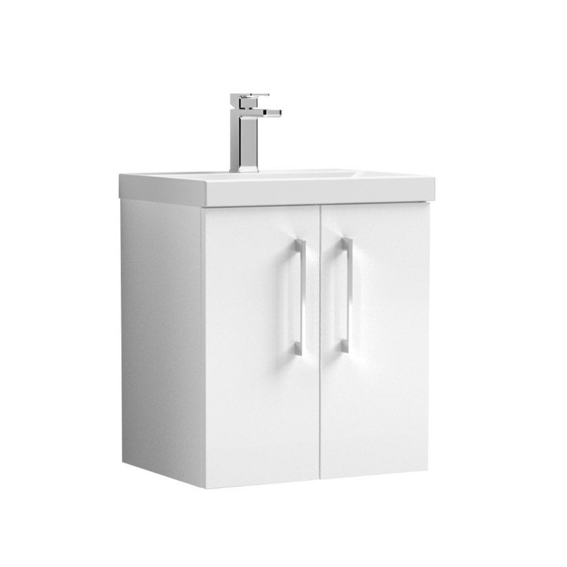 Nuie Arno 500mm Wall Hung 2-Door Vanity & Basin | Woodford Bathrooms