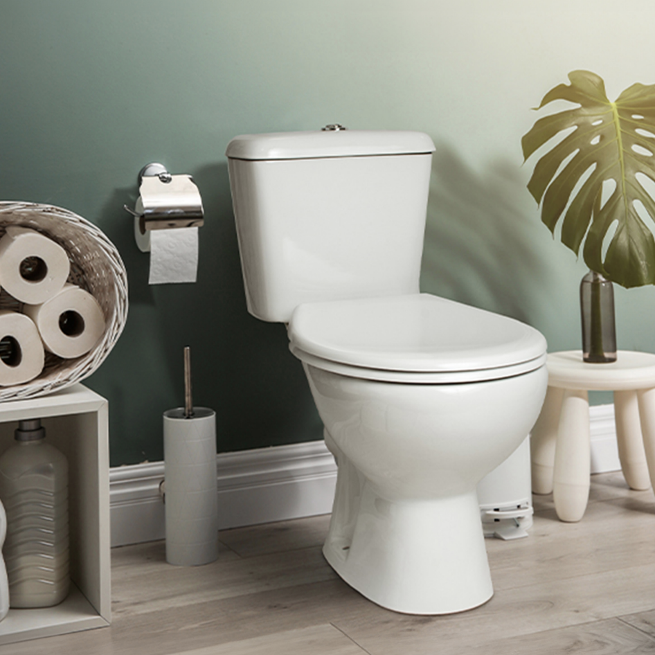 Rimless Aqua Close Coupled Toilet with Heavy Duty Seat | Woodford Bathrooms