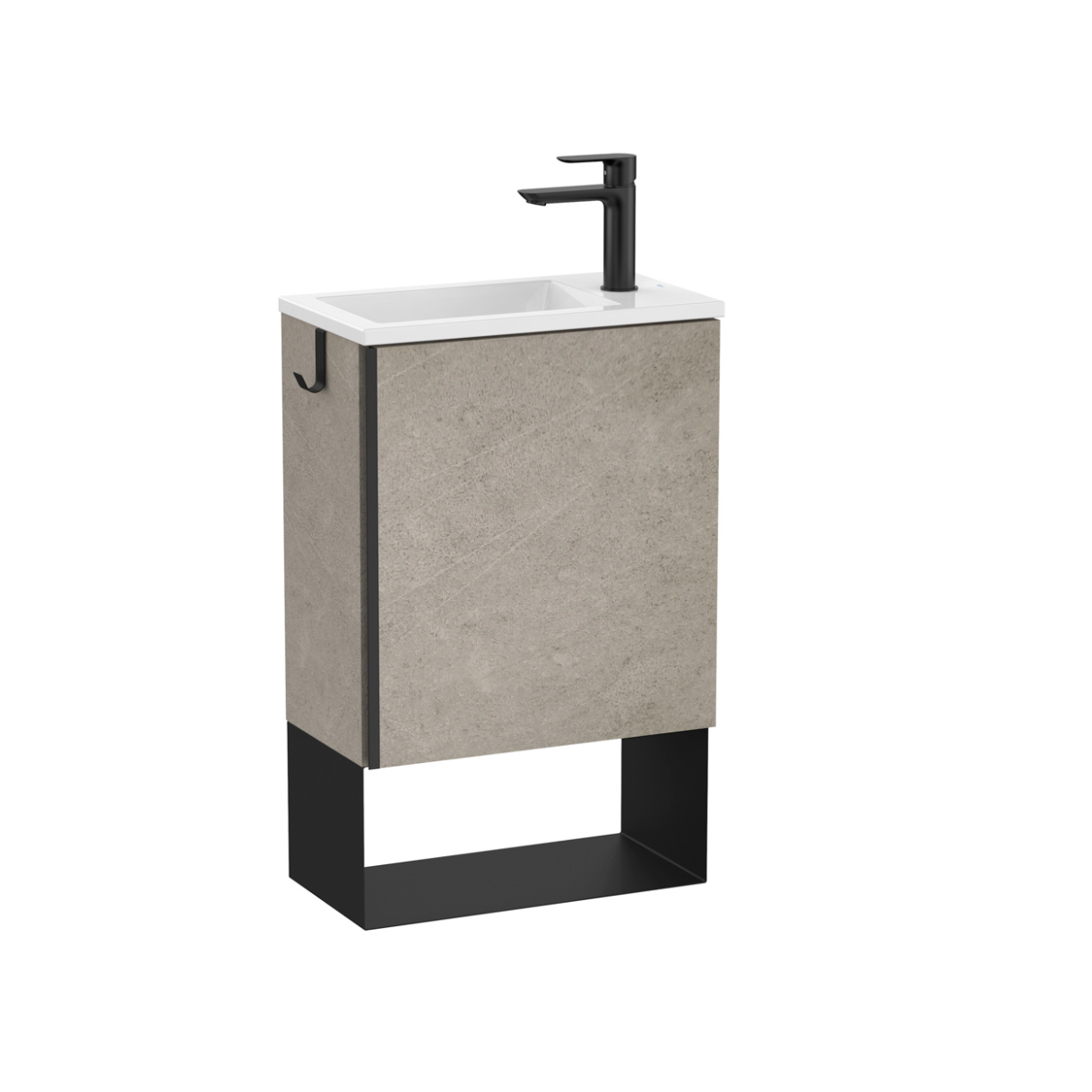 Roca Mini Pro 450mm Basin & Base Unit - Concrete Grey | Woodford Bathrooms