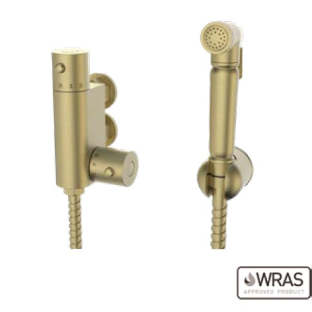 Brushed Brass Douche Kit With Thermostatic Mixing Valve | Woodford Bathrooms