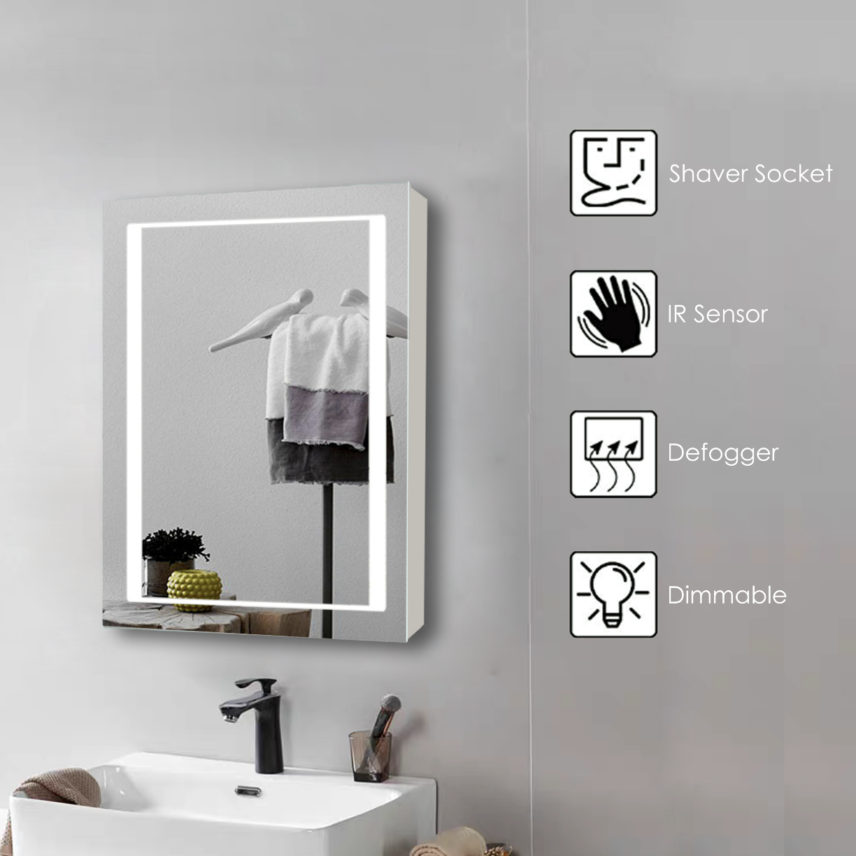 Shine Led Mirror Cabinet Single Door - 500mm | Woodford Bathrooms