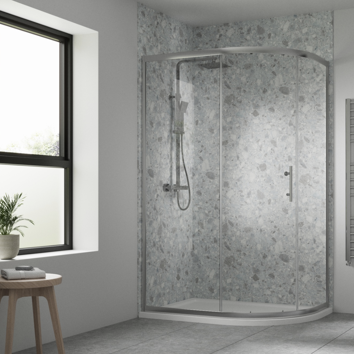 Artesan Hapi6 v2 1000 x 800mm Single Door Offset - Chrome | Woodford Bathrooms
