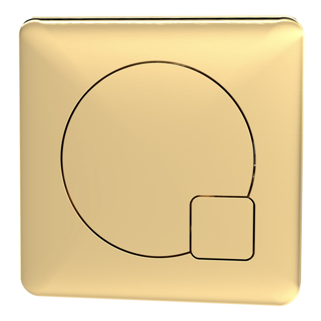 Ceramics Square Dual Flush Brushed Brass Push Button | Woodford Bathrooms