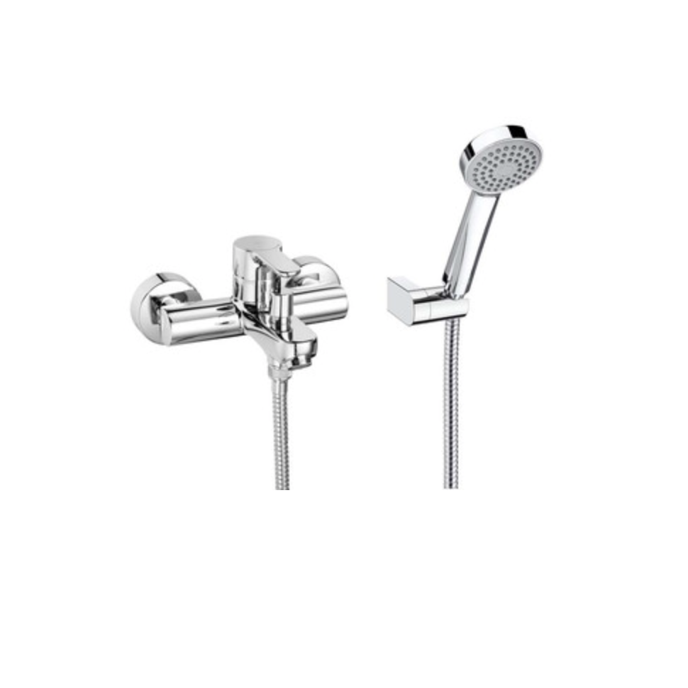 Roca L20 Wall mounted bath shower mixer handset- Chrome | Woodford Bathrooms