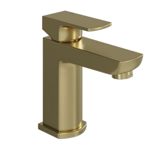 Pureform Basin Mixer & Waste - Brushed Brass