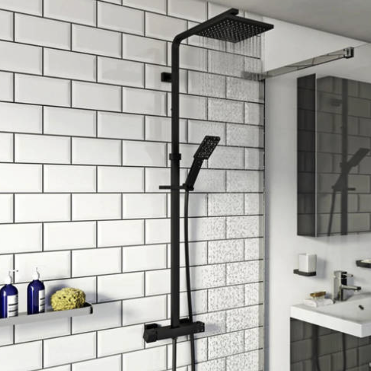 Kartell Nero Square Bar Shower With And Sliding Handset | Woodford Bathrooms