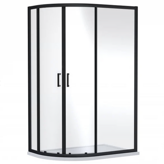 1200mm x 900mm Offset Quadrant Enclosure - Matt Black - 6mm | Woodford Bathrooms