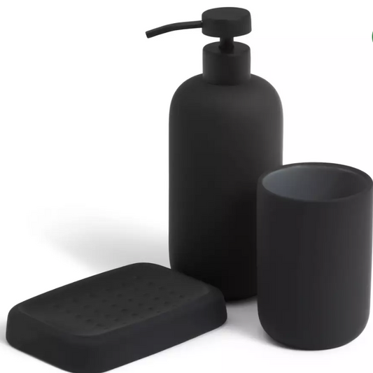 3 Piece Soft Touch Accessory Set - Black | Woodford Bathrooms