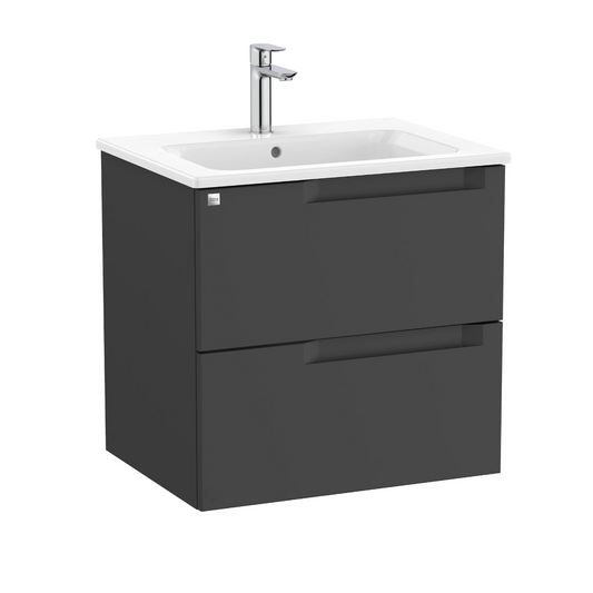 Roca Aleyda Vanity Unit 2 Drawers 600mm - Matt Black | Woodford Bathrooms