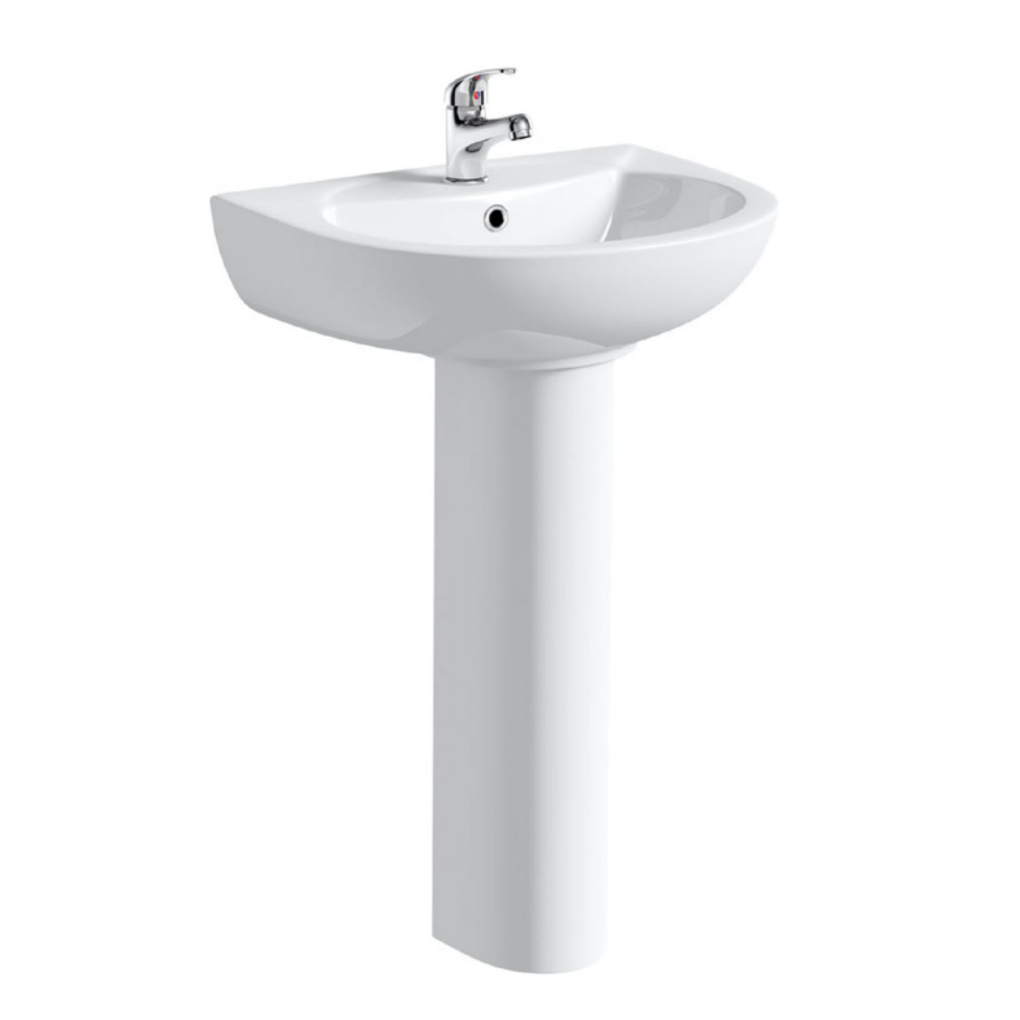 Aqua Small 480mm 1 Tap Hole Pedestal Basin | Woodford Bathrooms