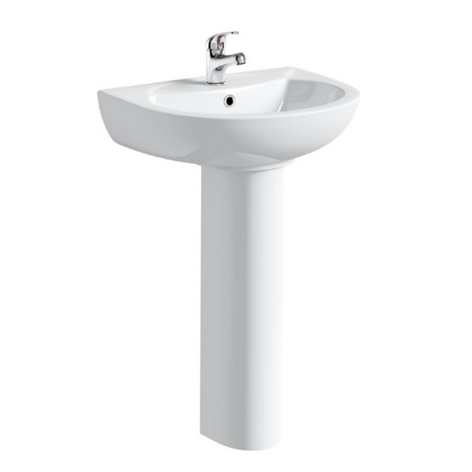 Aqua Small 480mm 1 Tap Hole Pedestal Basin | Woodford Bathrooms