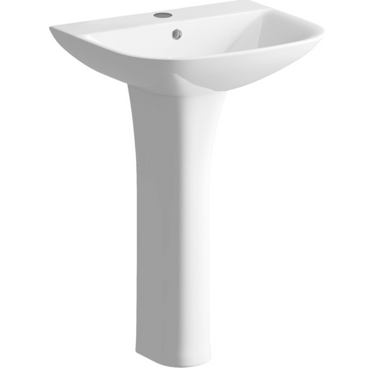 Cedarwood 1Th Basin & Full Pedestal - 560X450mm | Woodford Bathrooms