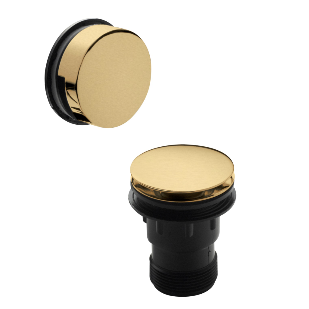 Nuie Brushed Brass Inset Bath Push Button Waste