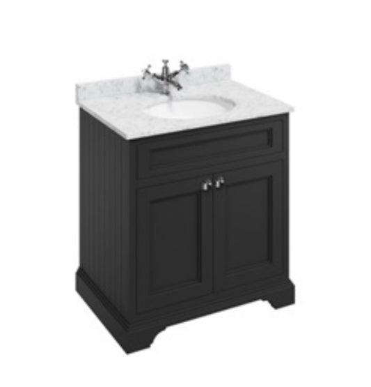 Burlington Freestanding 75 2 Door Unit Only - Matt Black (excl. worktop & basin) FC13BM