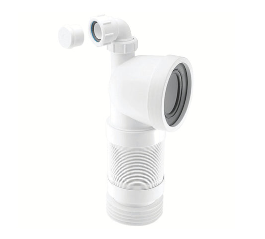 McAlpine 90degree Flexible WC Connector with Universal Vent Boss WC-CON8FV90