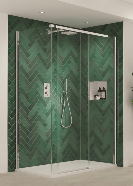 Kudos Pinnacle8 1300mm Level Access Collection Straight Slider - Right Hand - Chrome P8FS130R