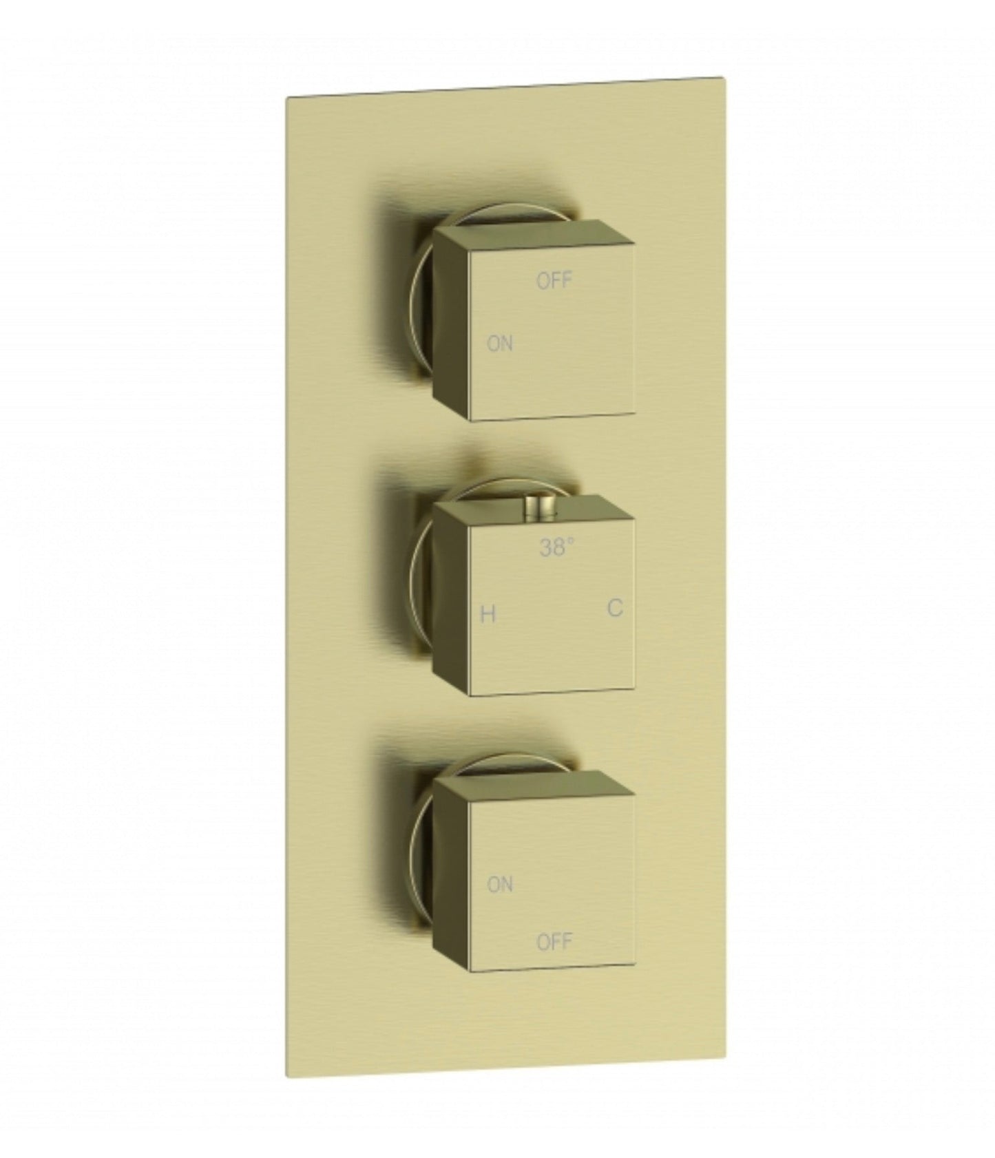 Signature React Thermostatic 2 Outlet Concealed Shower Valve Triple Handle - Brushed Brass DICM0898