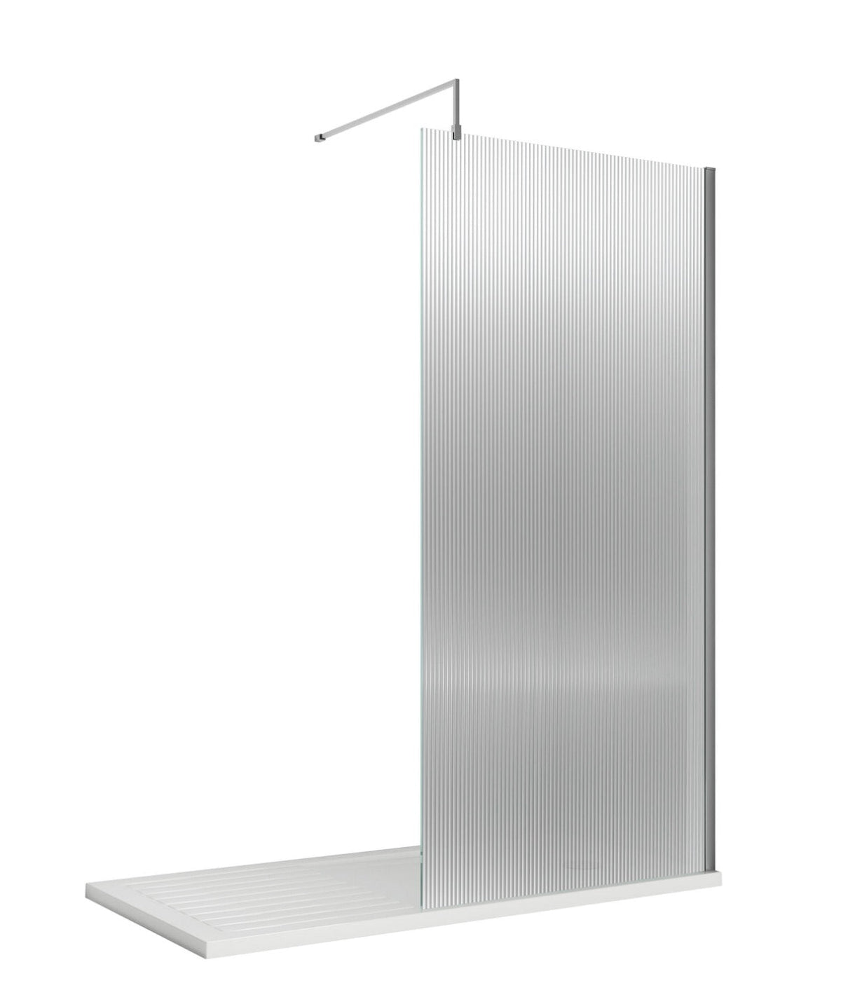 nuie 1000mm Chrome Fluted Wetroom Screen With Support WRFL18510