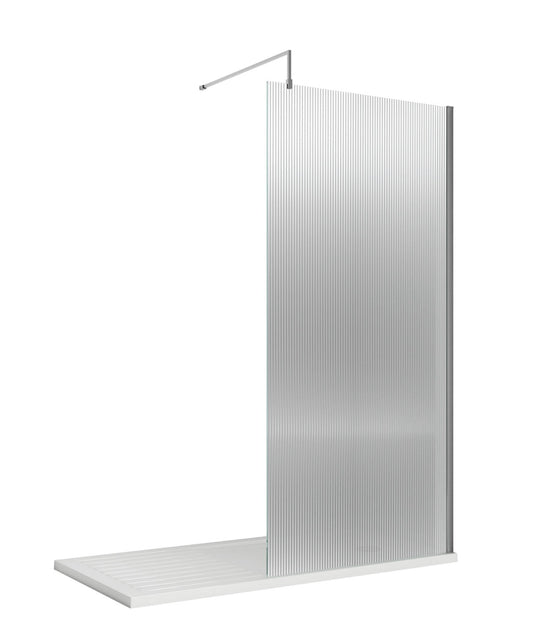 nuie 1000mm Chrome Fluted Wetroom Screen With Support WRFL18510