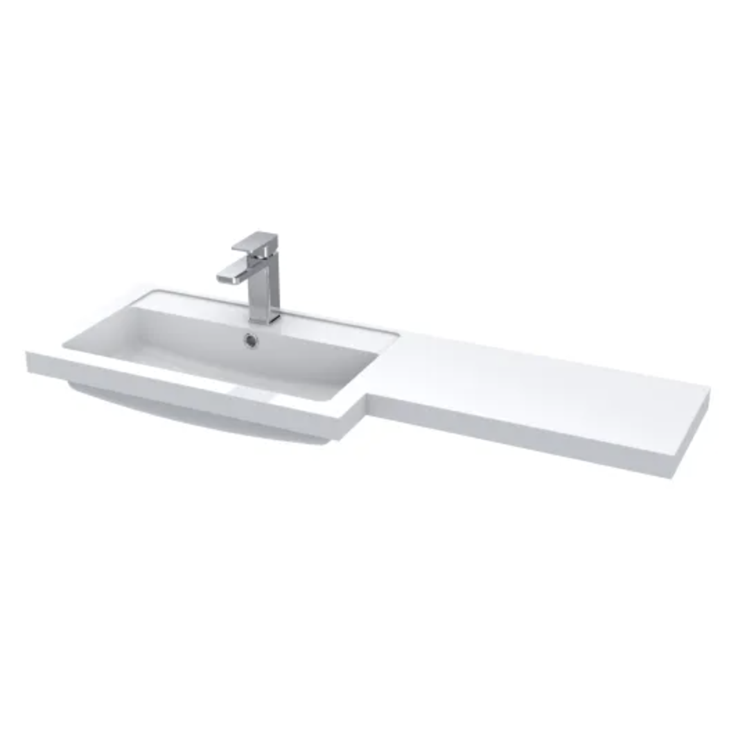 Fusion Left Hand Square L-Shaped 1Tap Hole Basin 1.1M | Woodford Bathrooms