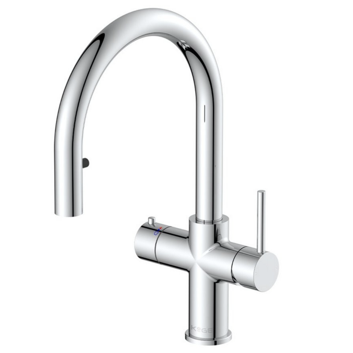 KoGE 4-in-1 Swan Pull Out Spout Hot Water Tap Chrome | Woodford Bathrooms