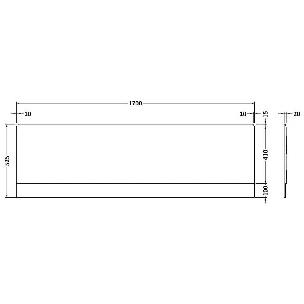 Nuie Straight Bath Front
Acrylic Panel 1700x510x25mm