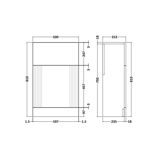 Nuie Deco 500mm Floor
Standing WC Unit satin