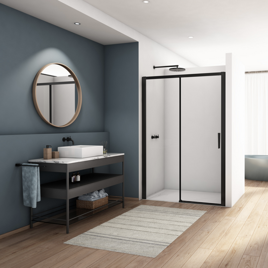 Kudos Divera 1200mm Sliding Door - Matt Black | Woodford Bathrooms