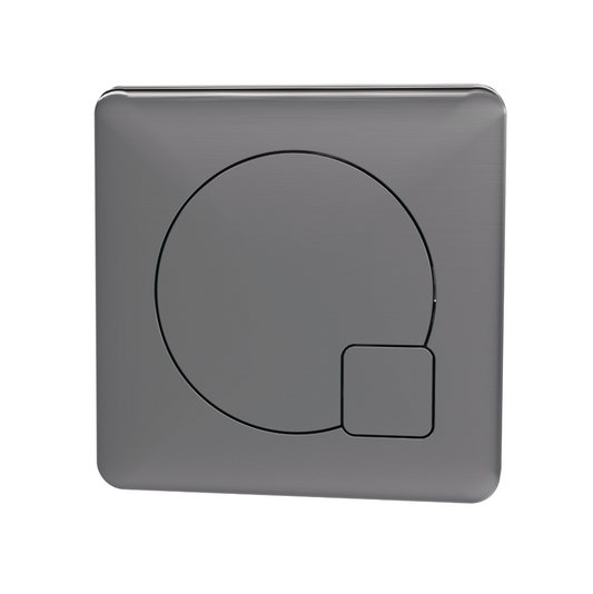 Square Dual Flush Push Button - Brushed Pewter | Woodford Bathrooms