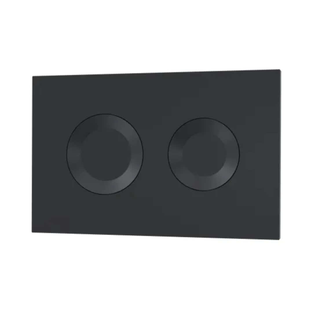 Matt Black Round Dual Flush Push Button | Woodford Bathrooms