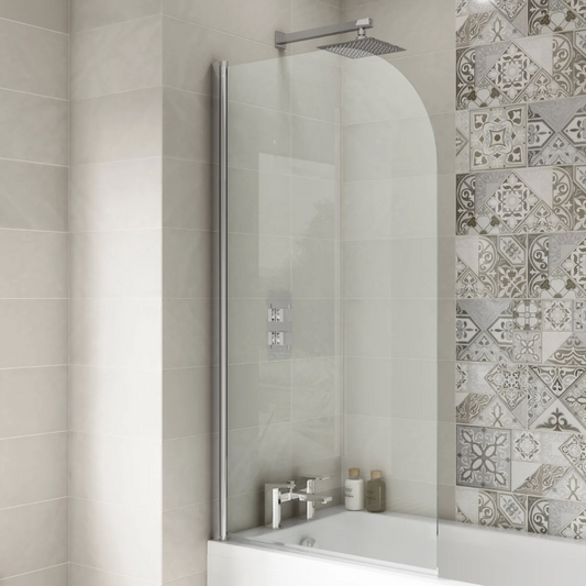 Pacific Chrome Round Top Bath Screen 1430mm x 790mm - 6mm | Woodford Bathrooms