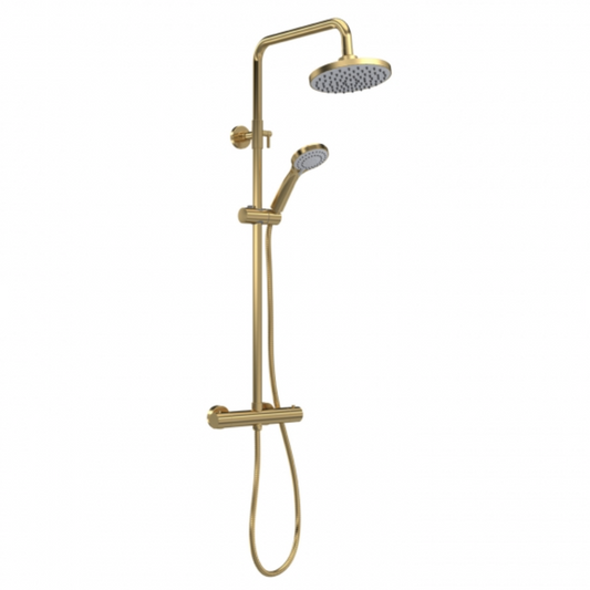 Pluto Round Thermostatic Shower Valve & Rail Kit -Brass | Woodford Bathrooms