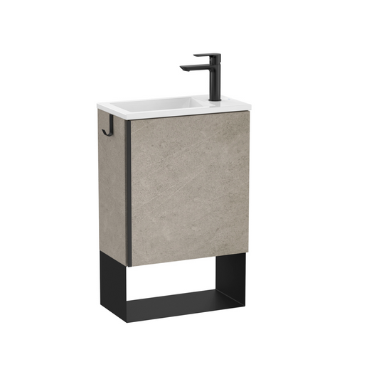 Roca Mini Pro 450mm Basin & Base Unit - Concrete Grey | Woodford Bathrooms