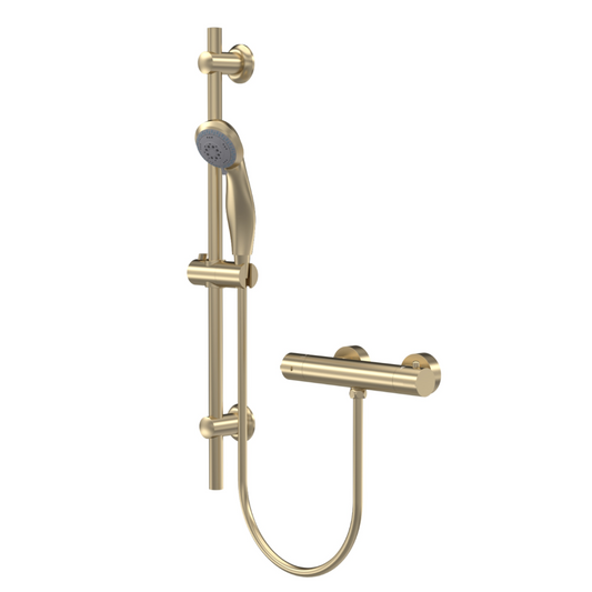 Round Bar Valve and Slider Rail Kit - Brushed Brass | Woodford Bathrooms