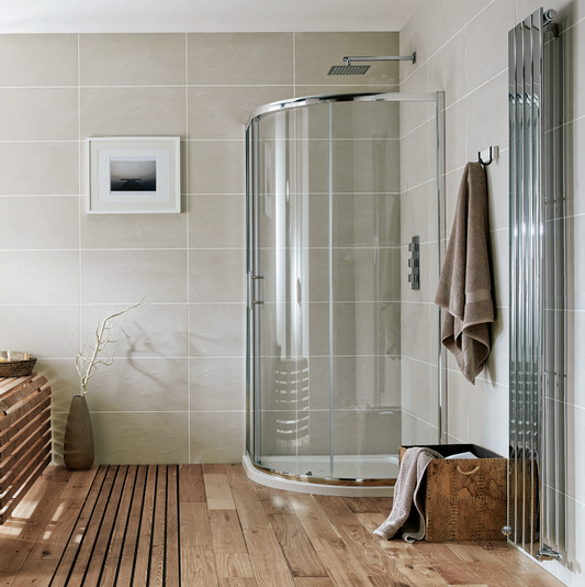 Scudo S8 Wetrooms Fluted Glass 900mm Panel - Brushed Bronze | Woodford Bathrooms