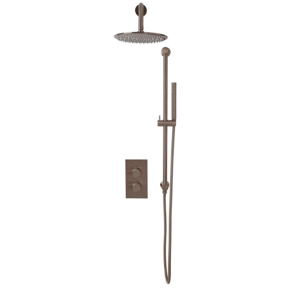 Scudo Core Round Handle Head & Handset Riser Kit - Bronze | Woodford Bathrooms