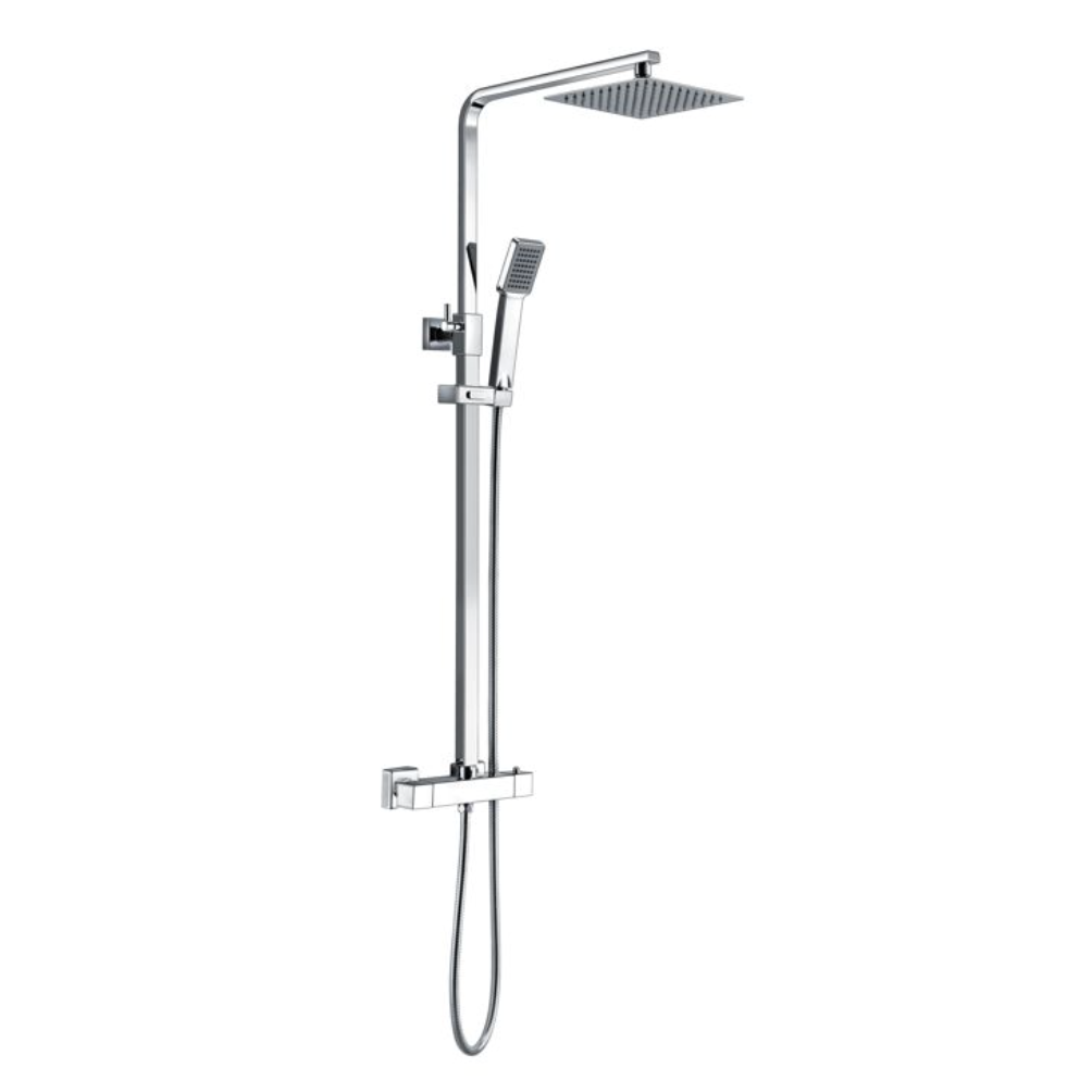 Square Thermostatic Bar Mixer w/Riser Kit - Chrome | Woodford Bathrooms