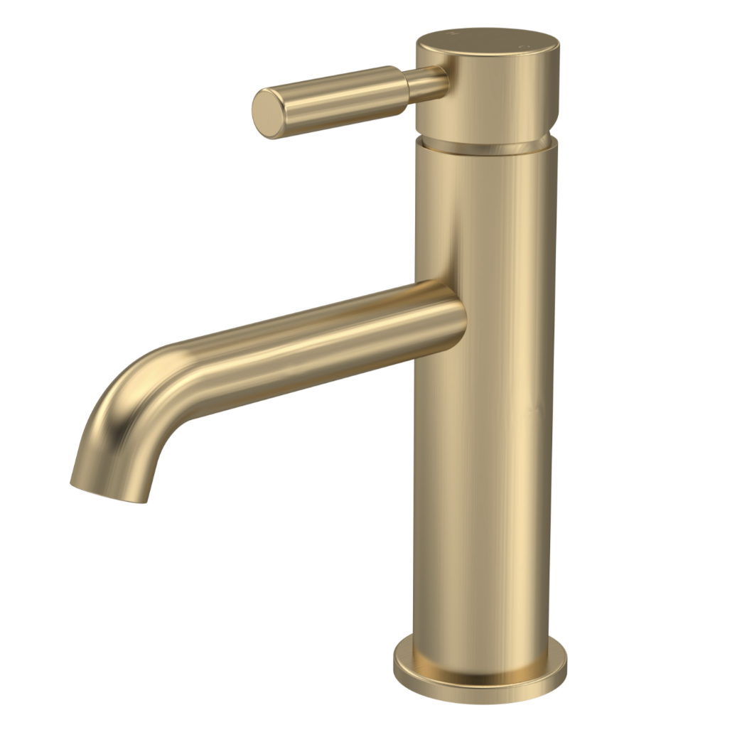 Tec Lever Mono Basin Mixer - Brushed Brass | Woodford Bathrooms