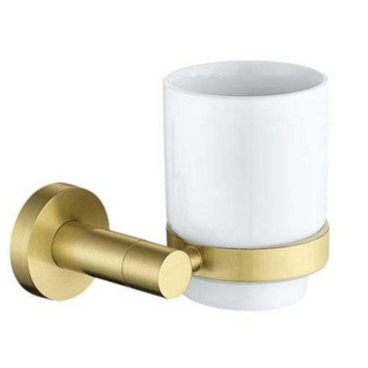 The White Space Tumbler and Holder - Brushed Brass | Woodford Bathrooms
